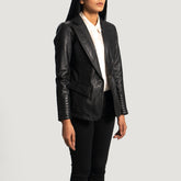 Takas Black Leather Blazer Jacket